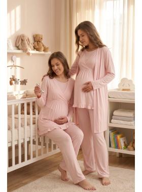 Emzirme Detaylı Lohusa Pijama ve Sabahlık Takımı 625